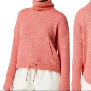 Sweaty Betty Pink Restful Boucle Funnel Neck Sweater Size US 12 UK Large
